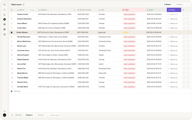 Diaflow Tables & Knowledge interface